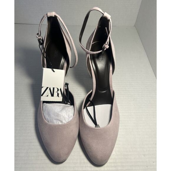 ZARA Almond-Shaped Toe Leather Heels NWT Pink Size 10 - Picture 13 of 15